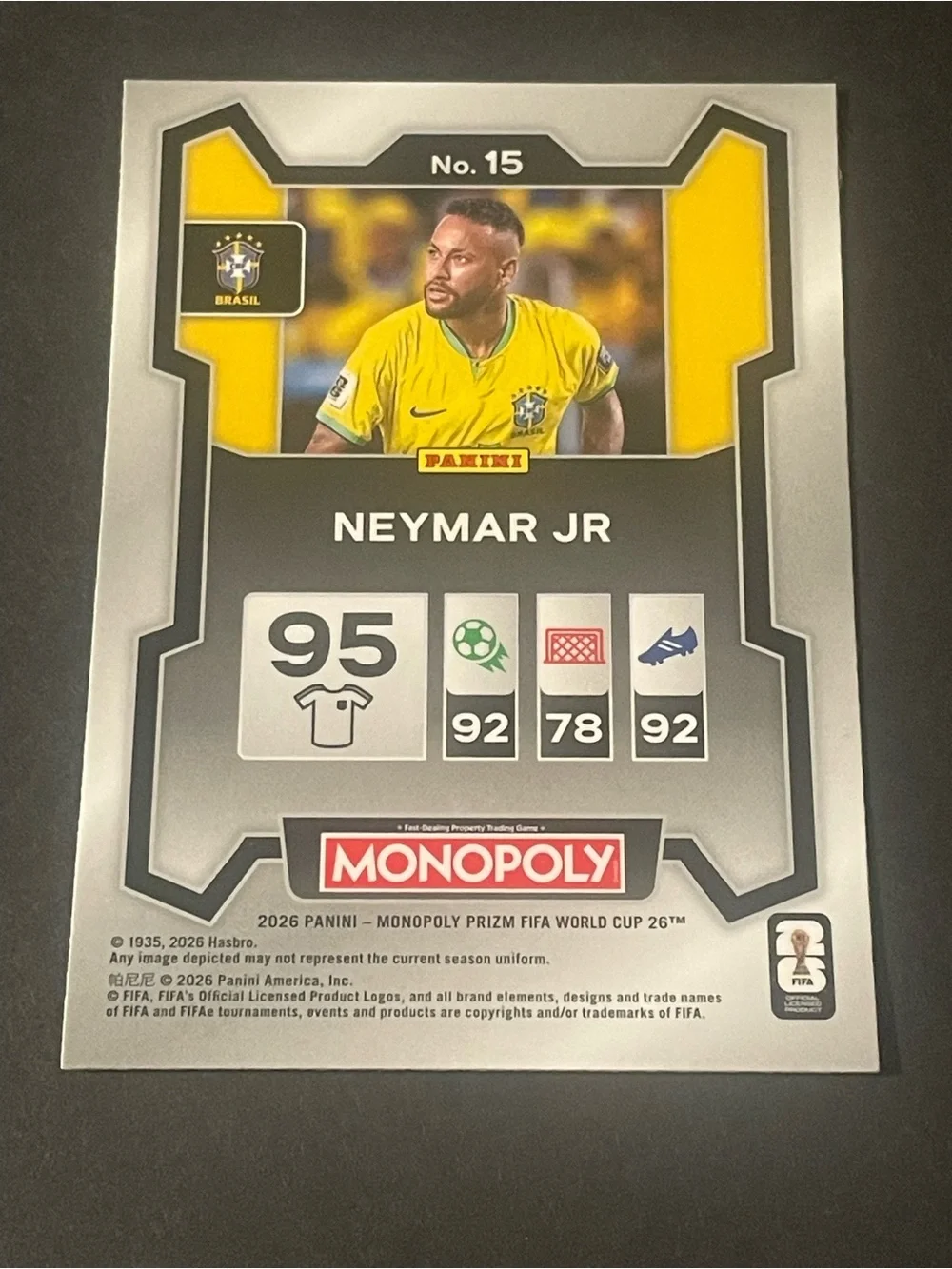 Neymar Brazil FIFA World Cup 2026 Prizm Monopoly Base Card